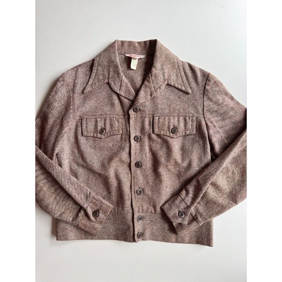 Vintage DON PARKER Taupe Brown Wool Blend Slubbed Tweed Jacket, Size L - Picture 3 of 11